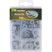 T.K.Excellent 660 Piezas Kit de Arandela plana de acero inoxidable- 6 tamaños Arandela Plana de acero inoxidable M3-M10…